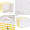 Sea Team Collapsible Canvas Fabric Storage Basket with Handles, Rectangle Waterproof Storage Bin, Box, Cube, Foldable Shelf Basket, Closet Organizer, 16.5 x 11.8 x 9.8 Inches, Yellow Stripe